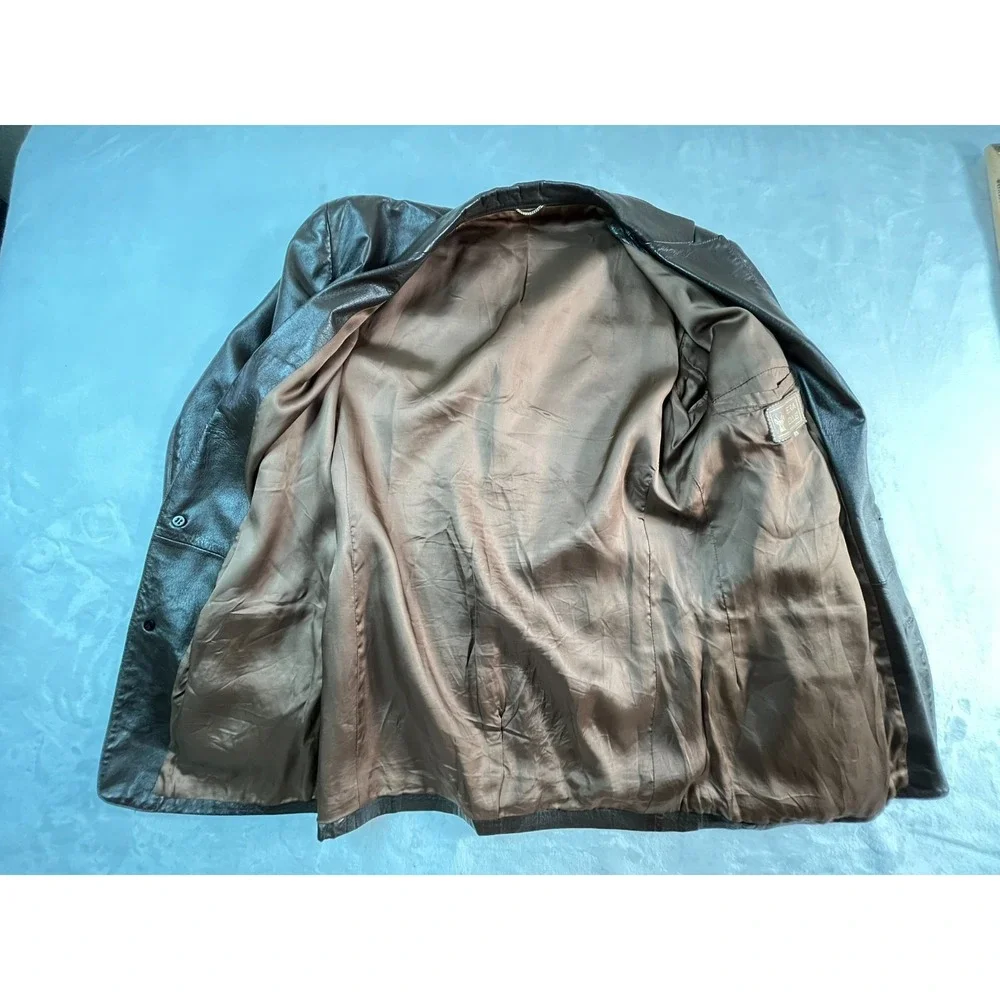 VERA PELLE Mens‎ 48 (M) Blazer Lether Brown 2-button Soft